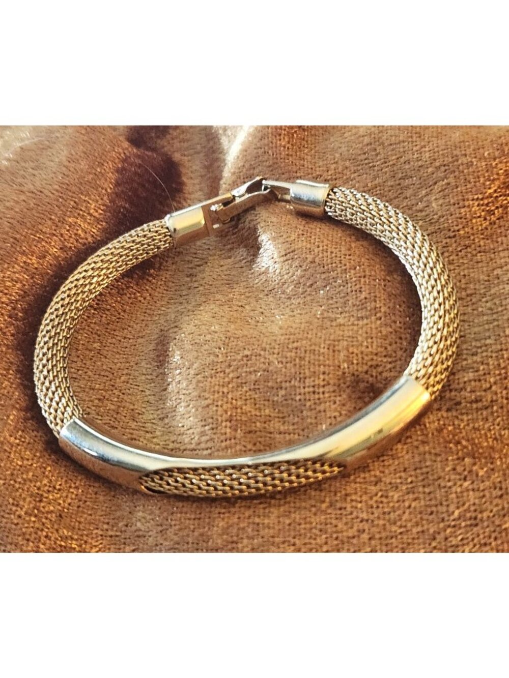 Vintage AVON Gold Tone Shimmering Cord Bracelet / 6.5" Bracelet / Mesh Style Re